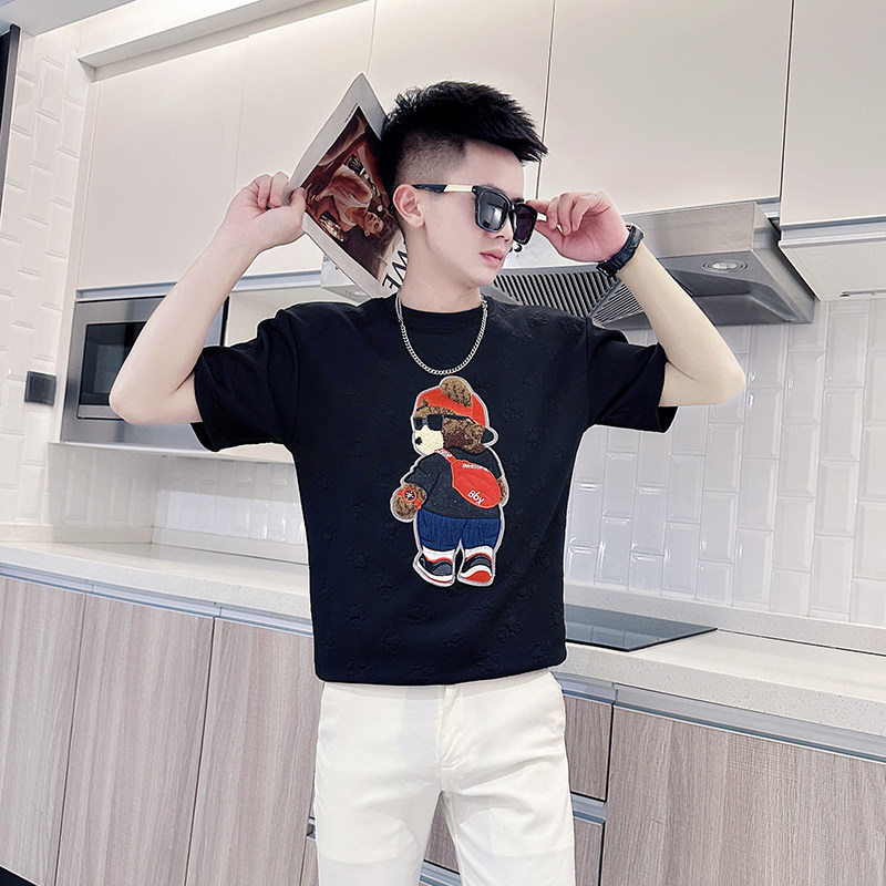 黑首DT201-特P48-控68抖音直播店主风夏季圆领短袖T恤社会小伙，男装T恤，星座309B(原A339-1)