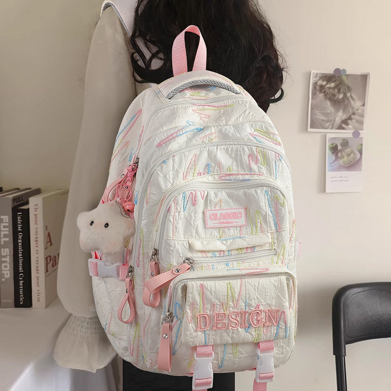 韩系学院风多隔层双肩包女书包女
