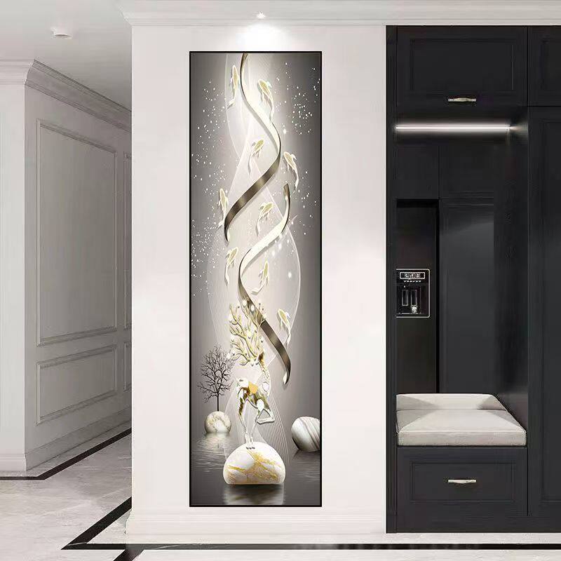 新款窄墙面装饰画自粘竖版窄长条贴画定制客厅玄关厕所玻璃门贴画