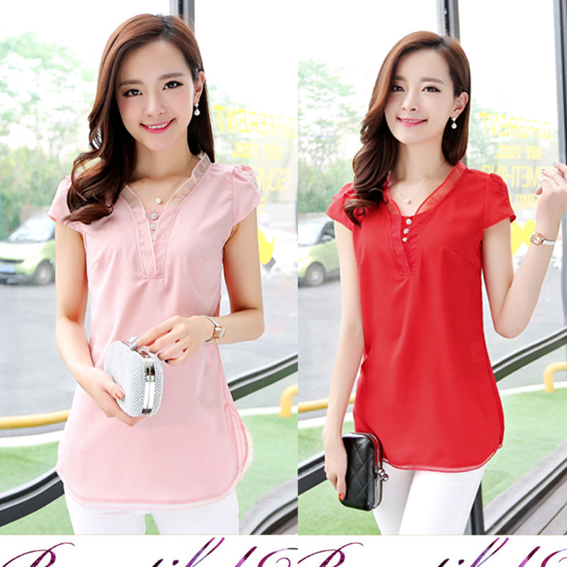 雪纺女上衣气质夏装遮肚子宽松加大码衬衫中年妈妈中长款洋气小衫|ruв категории Женская одежда, кружева свитер/шифон рубашка - от Buy2taobao.com для оказания профессиональной услуги покупки агента Taobao