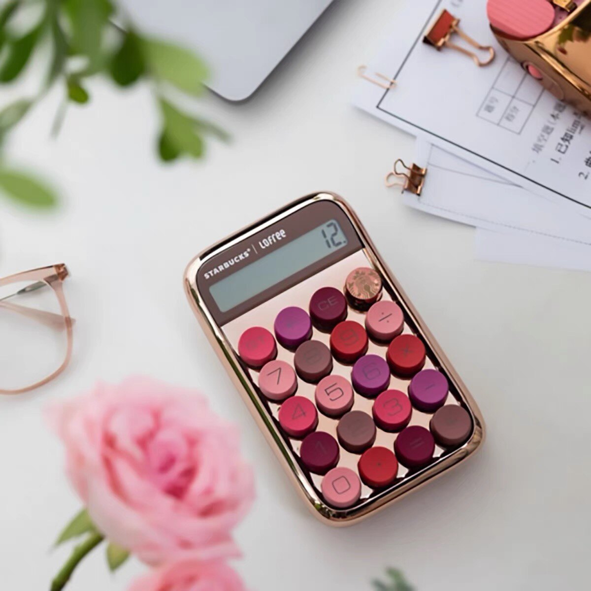 스타벅스 계산기 LOFREE 협력 공동 브랜드 기계식 키보드 휴대용 회계 사무용품 선물