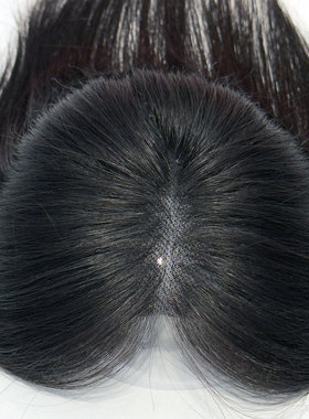 假发女片头顶全真发轻薄透气瑞士网手织头顶假发补发片