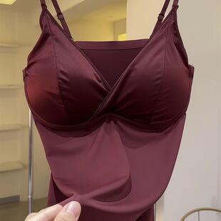 显瘦无痕美背内搭 女性感深V聚拢无钢圈缎面吊带大码 2026春季 新款