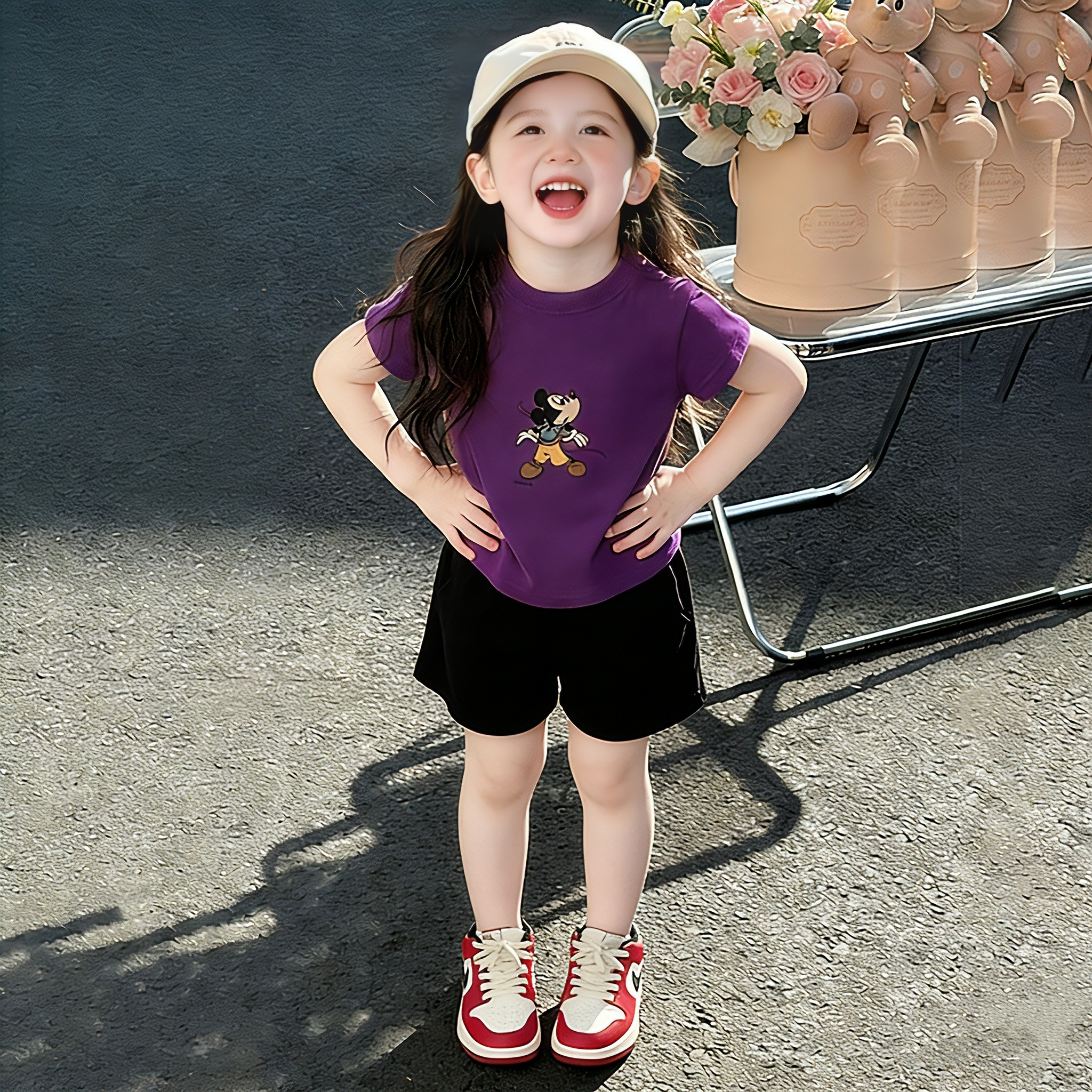2026新款女童夏季洋气短袖套装儿童时髦半袖上衣中小童女孩两件套