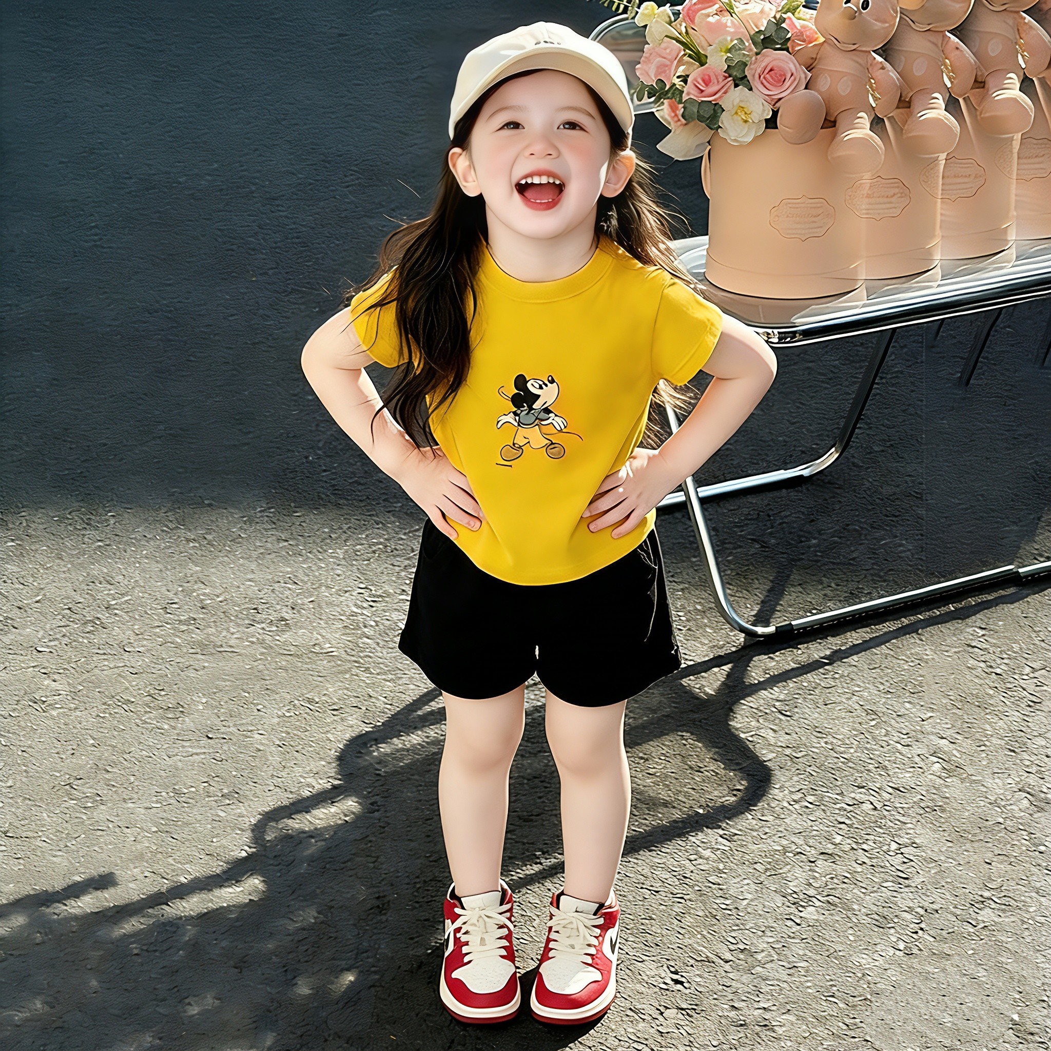 2026新款女童夏季短袖套装儿童洋气时髦半袖上衣中小童女孩两件套