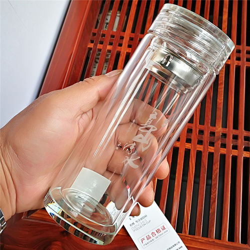 正品名辉双层玻璃杯全透明水晶底