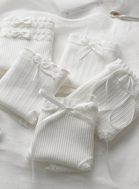 5条白色纯棉内裤女生日系少女透气大码全棉抗菌纯色女士三角裤