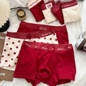 纯棉短裤 3条装 男友马年5A抗菌 内裤 大红男款 红色本命年情侣裤 男士