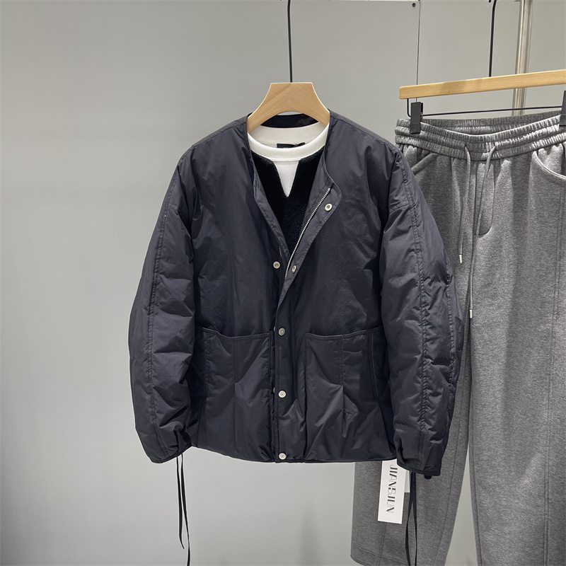 日系老钱风工装轻薄白鸭绒男羽绒