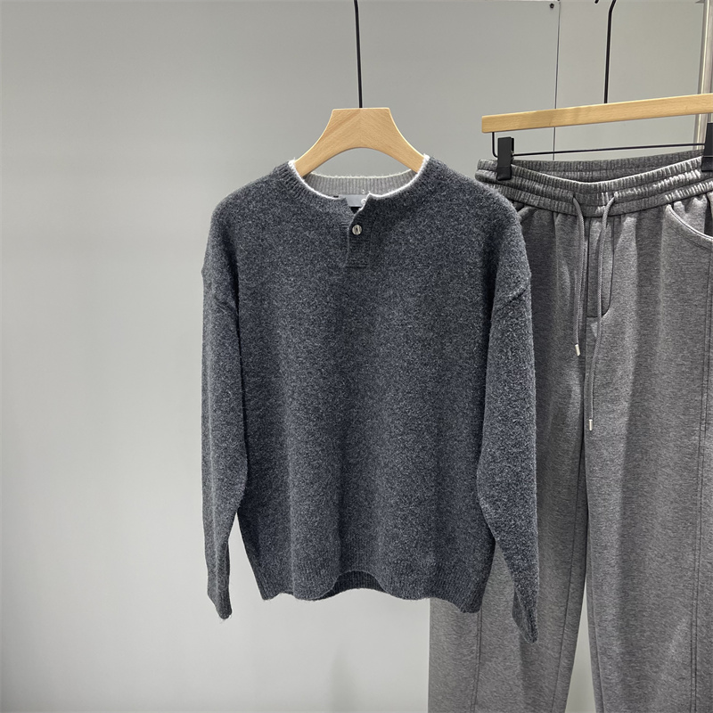 冬季男士加厚亨利领毛衣