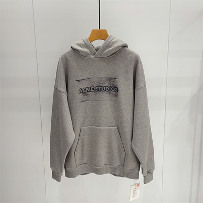 美式高街渐变字母印花连帽卫衣男