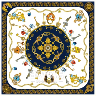 奥罗拉Aurora【锁钥之恋】18姆米重磅真丝斜纹绸欧美风大丝巾