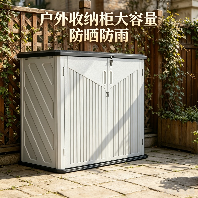 HDPE室外收纳柜防水防晒户外高柜庭院工具柜大容量多层置物柜