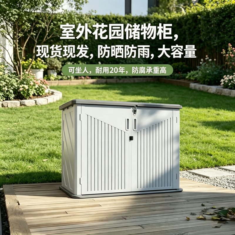 户外收纳柜防水防晒庭院储物柜花园家用工具柜阳台露台杂物置物柜