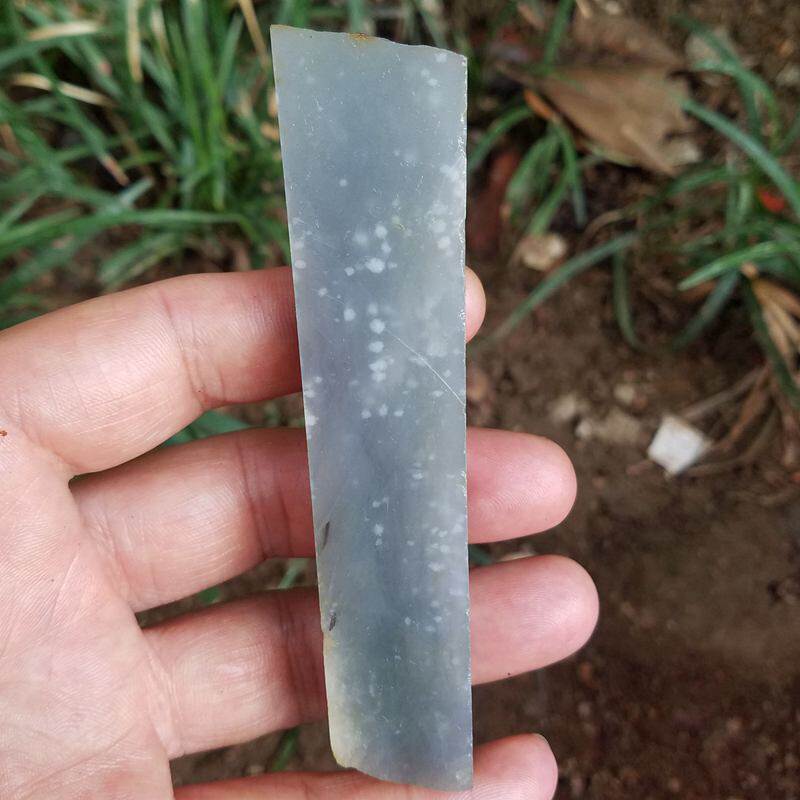 烟青和田玉原石毛料籽料真皮青花手把件重106克113*25*16MM处理价