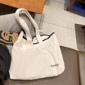 韩国东大门极简大容量ins风通勤女包大包法式 单肩手提帆布托特包