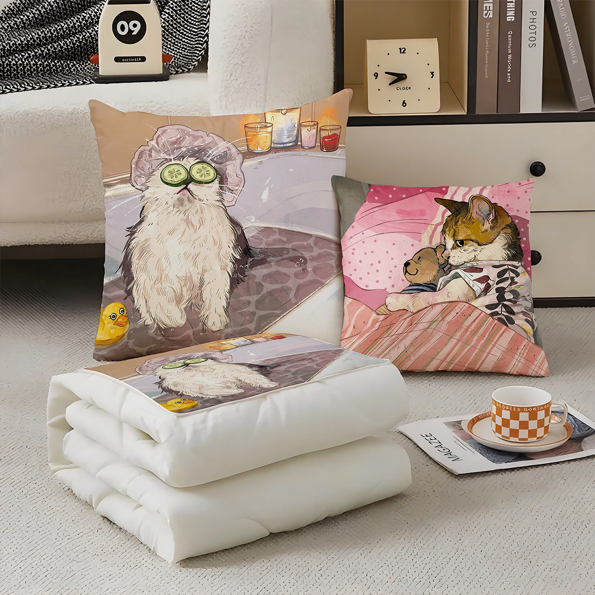 猫猫来了抱枕两用多功能空调被办公抱枕被子二合一被子,居家布艺,抱枕被,淘宝优惠券,粉丝福利购,淘宝优惠卷