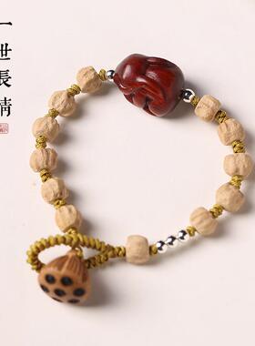 原创国潮复古民族风个性小众气质百香籽本命年玉兔编织活扣手链女