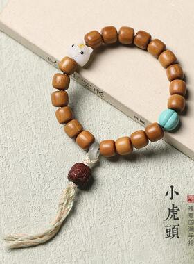 檀香木老型珠DIY手工编织手上文玩手持念珠白菩提小虎头古风手串