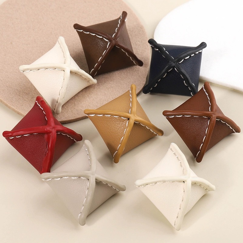 高档真皮四角纽扣异形男女风衣皮衣大衣皮扣皮草外套方形粽子扣子