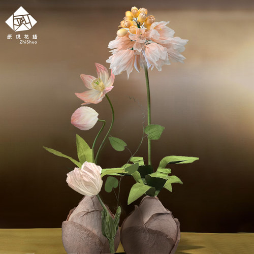 高端定制仿真花水仙花欧根纱手工立体纱花商场广场美陈美容院装饰