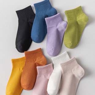 袜子女短袜春季 纯棉短筒棉袜防臭吸汗黑白色运动全棉女士中筒袜夏