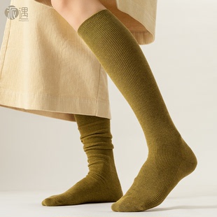 复古加长堆堆小腿袜纯棉纱线吸汗透气显瘦无骨百搭配阔腿裤 九分裤
