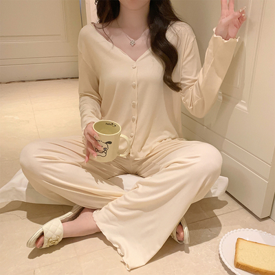 莫代尔棉高级感纯色甜美家居服