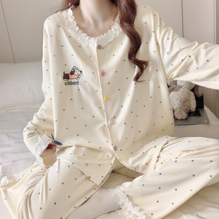 带胸垫长袖睡衣女春秋2026新款高级感甜美公主风家居服套装可外穿