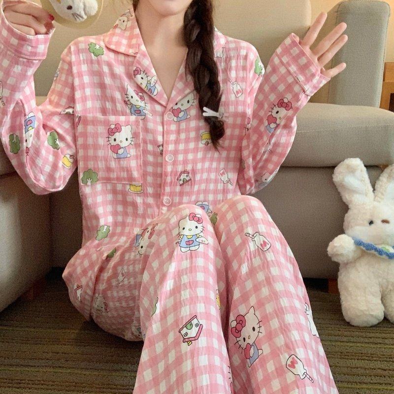 甜美卡通KT猫睡衣女春秋2026新款云朵棉长袖长裤套装开衫家居服春,女士内衣/男士内衣/家居服,睡衣/家居服套装,淘宝优惠券,粉丝福利购,淘宝优惠卷