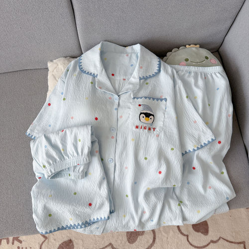 云朵棉睡衣女2026新款夏季带胸垫短袖长短裤家居服三件套家居服薄