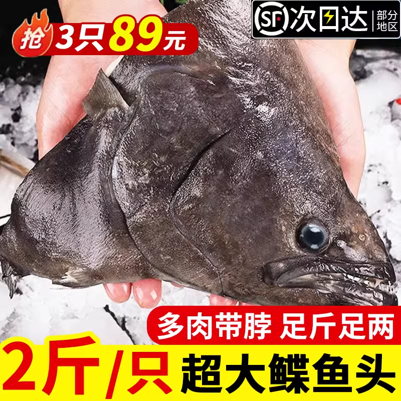 深海新鲜冷冻进口超大包邮碟鱼头