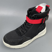 外贸品牌真皮牛反绒复古风高帮运动鞋 女黑色系带休闲鞋 耐磨防滑潮