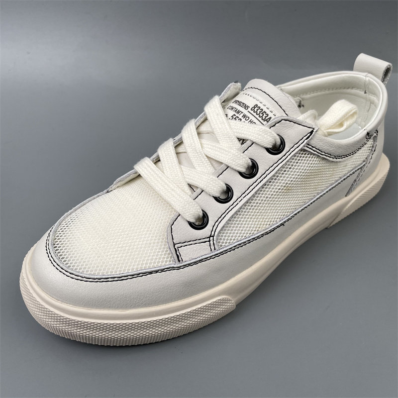 品牌2026年新款真牛皮拼接网纱小白鞋女休闲平底板鞋薄款单网板鞋,女鞋,时尚休闲鞋,淘宝优惠券,粉丝福利购,淘宝优惠卷