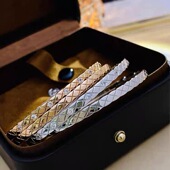 小香风coco菱格手镯女男菱形情侣18K玫瑰金网纹手环ins