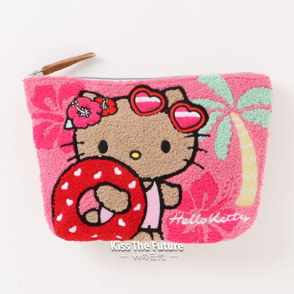 日本Sanrio/三丽鸥抹茶Kitty美乐蒂豹纹毛绒刺绣化妆包可爱收纳包