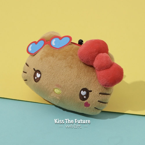 日本Sanrio/三丽鸥纯黑kitty黑皮毛绒挂件小包美乐蒂库洛米挂饰