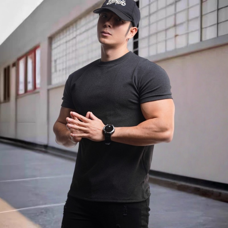 健身T恤男双面德绒修身运动撸铁短袖圆领纯色保暖打底显肌肉上衣,运动服/休闲服装,运动T恤,淘宝优惠券,粉丝福利购,淘宝优惠卷