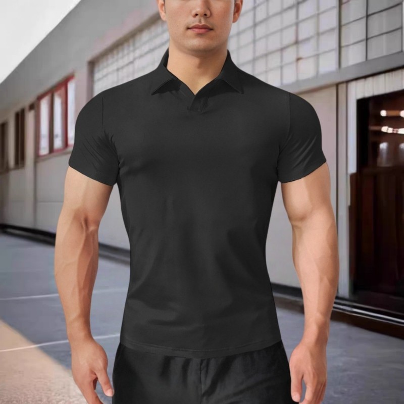 健身t恤男速干纯色美式运动短袖夏季跑步训练收袖口显肌肉POLO衫,运动服/休闲服装,运动POLO衫,淘宝优惠券,粉丝福利购,淘宝优惠卷