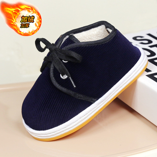 冬季加绒保暖纯棉布千层底手工棉布鞋 0-9岁男女宝宝小孩软底防滑