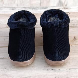 冬季棉鞋一脚蹬中老年家居手工布鞋套脚加厚绒防滑耐磨防水妈妈鞋