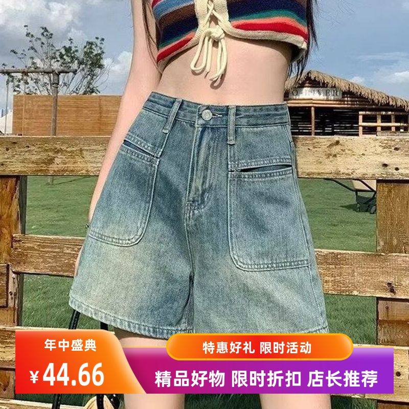 牛仔裤优质高腰女士夏季薄款宽松直筒五分裤子年新款浅休闲短裤