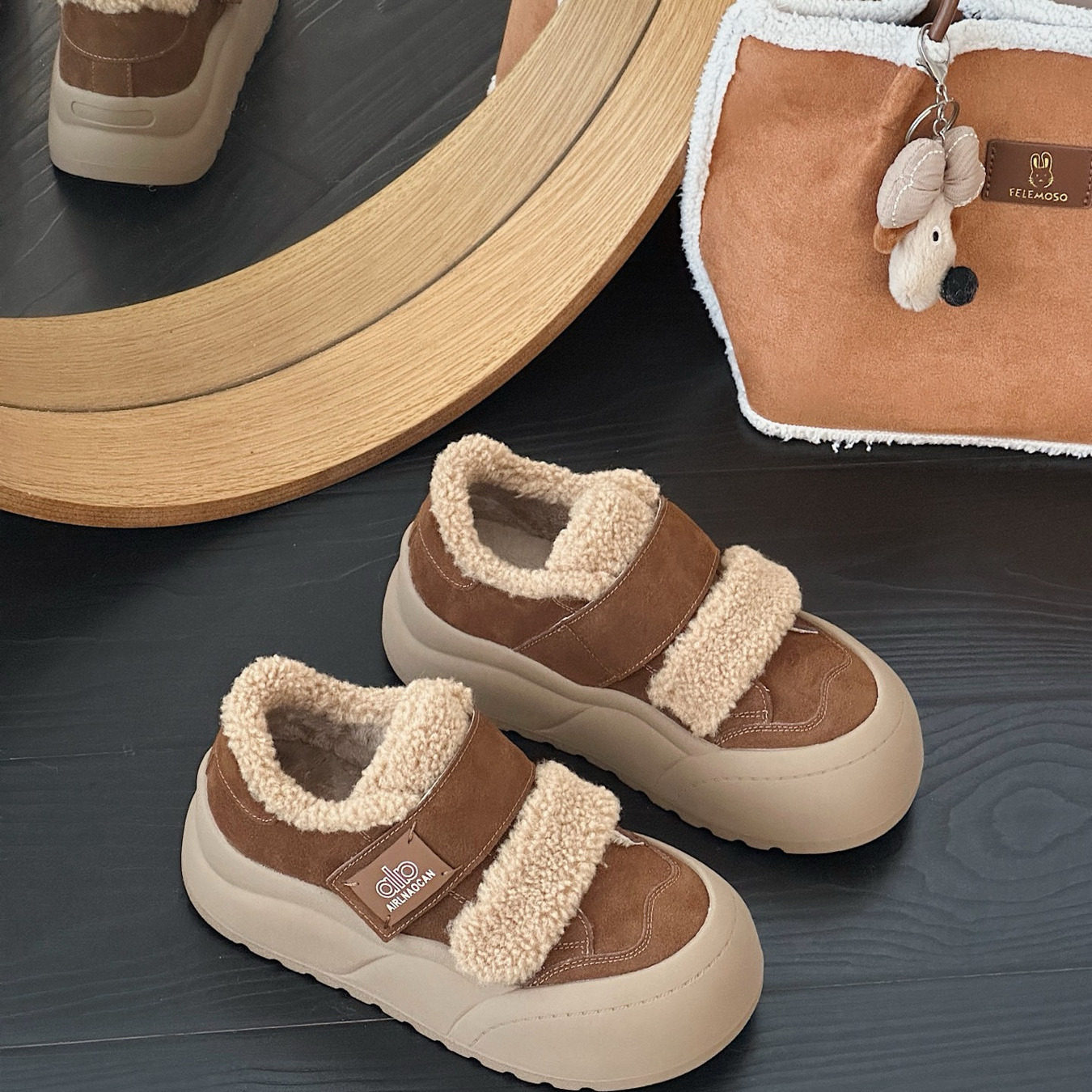 羊羔毛复古厚底勃肯鞋