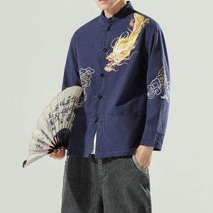 风外套春季夹克刺绣盘扣唐装上衣中式男装A321-1-JK603-P110图片