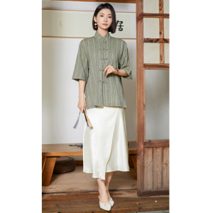 风衬衫男夏季大码中式棉麻衬衣唐装上衣汉服A321-1-C657-P70图片