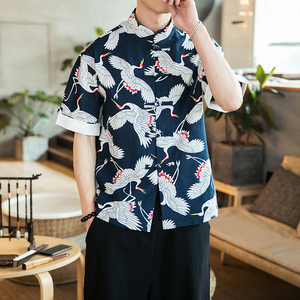 唐装短袖衬衫中式盘扣衬衣风亚衬衫A321-1-C617-P50图片