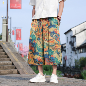 风冰丝七分裤夏季大码宽松休闲裤薄款阔腿裤A321-1-K939-P60图片