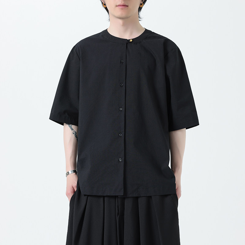 风复古短袖衬衫夏季薄款袖中式衬衣宽松唐装A321-1-C659-P65,男装衬衫,电商A321-1（原钱塘6020）