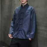 唐装春夏风古风棉麻汉服盘扣亚麻长袖衬衫A321-1-C633-P75，男装衬衫，电商A321-1（原钱塘6020）