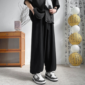 夏季新中式阔腿束脚宽松亚麻裤垂感风男裤A321-1-K936-P70图片